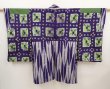 Photo7: 6629T08z400 Antique Japanese Kimono Silk HAORI Yagasuri Dark lavender blue (7)