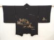 Photo2: 6629T09z620 Vintage Japanese Kimono Silk HAORI Gion matsuri Black (2)