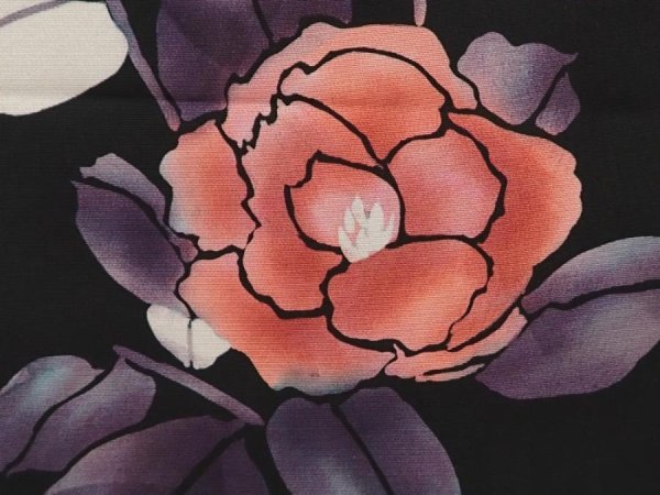 Photo4: 6629T10z640 Vintage Japanese Kimono Silk HAORI Flower Black (4)