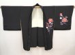 Photo5: 6629T10z640 Vintage Japanese Kimono Silk HAORI Flower Black (5)