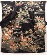 Photo1: 6629T11z1640  Japanese Kimono Silk FURISODE Royal cart Black (1)