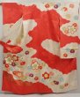 Photo1: 6629T12z1000 Vintage Japanese Kimono Silk FURISODE Plum blossom Red-Pink (1)