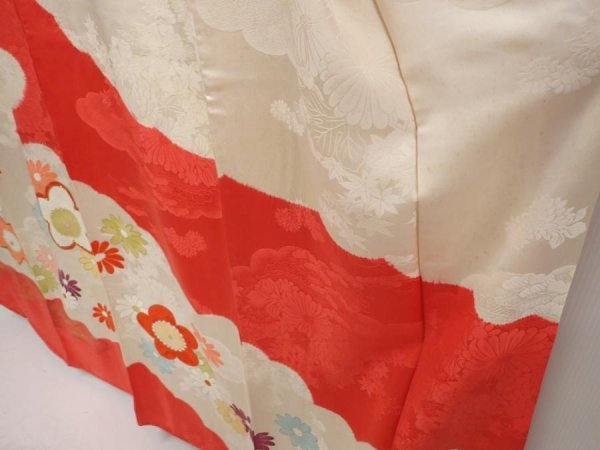 Photo4: 6629T12z1000 Vintage Japanese Kimono Silk FURISODE Plum blossom Red-Pink (4)
