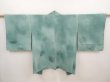Photo1: 6630T01z410 Vintage Japanese Kimono Silk HAORI Flower Dull cyan (1)