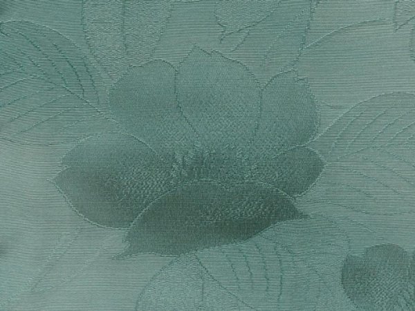Photo4: 6630T01z410 Vintage Japanese Kimono Silk HAORI Flower Dull cyan (4)