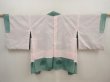 Photo6: 6630T01z410 Vintage Japanese Kimono Silk HAORI Flower Dull cyan (6)