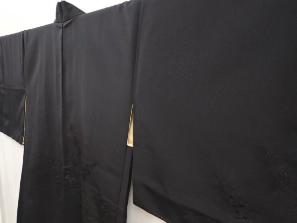 Photo2: 6630T02z560 Vintage Japanese Kimono Silk HAORI Trees Black (2)