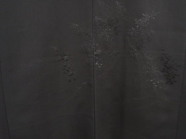 Photo3: 6630T02z560 Vintage Japanese Kimono Silk HAORI Trees Black (3)