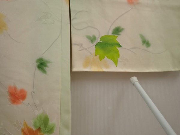 Photo5: 6630T04z540 Vintage Japanese Kimono Silk HAORI Ivy Soft green (5)