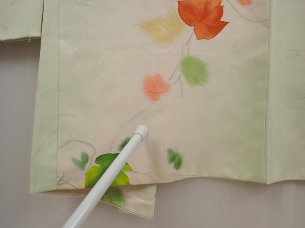 Photo6: 6630T04z540 Vintage Japanese Kimono Silk HAORI Ivy Soft green (6)