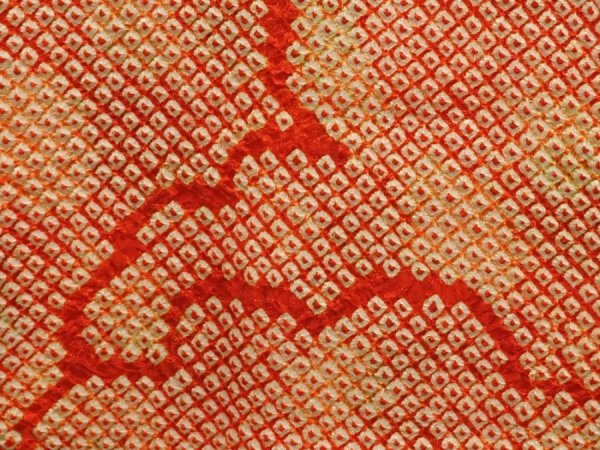 Photo4: 6630T05z470 Vintage Japanese Kimono Silk SHIBORI HAORI Cloud Red (4)