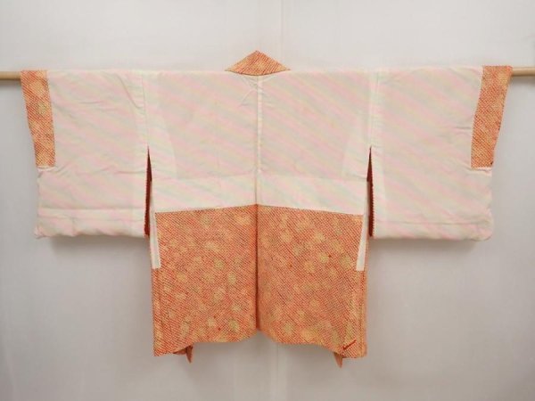 Photo6: 6630T05z470 Vintage Japanese Kimono Silk SHIBORI HAORI Cloud Red (6)