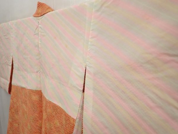 Photo7: 6630T05z470 Vintage Japanese Kimono Silk SHIBORI HAORI Cloud Red (7)