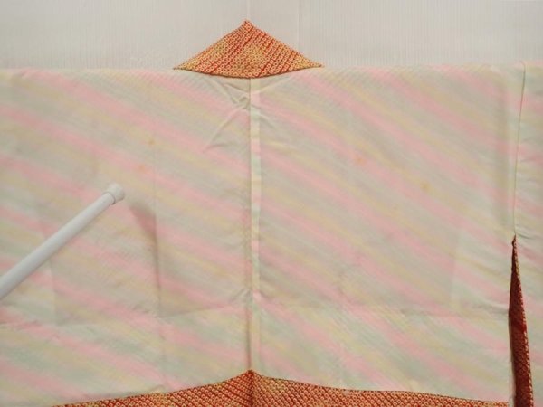 Photo8: 6630T05z470 Vintage Japanese Kimono Silk SHIBORI HAORI Cloud Red (8)