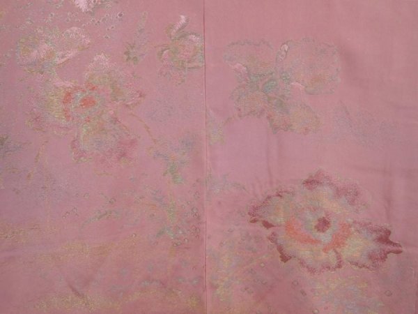 Photo3: 6630T06z560 Vintage Japanese Kimono Silk HAORI Flower Dull pink (3)