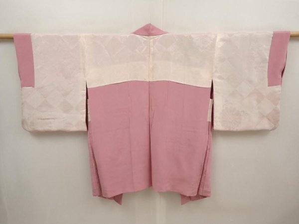 Photo7: 6630T06z560 Vintage Japanese Kimono Silk HAORI Flower Dull pink (7)