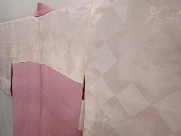 Photo8: 6630T06z560 Vintage Japanese Kimono Silk HAORI Flower Dull pink (8)