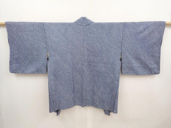 Photo1: 6630T07z380 Vintage Japanese Kimono Silk SHIBORI HAORI  Navy (1)
