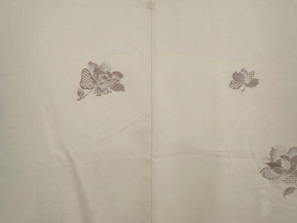 Photo3: 6630T08z570 Vintage Japanese Kimono Silk HAORI Flower Lily white (3)