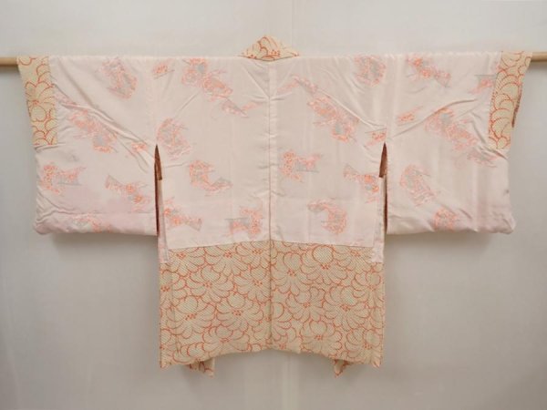 Photo6: 6630T09z560 Vintage Japanese Kimono Silk SHIBORI HAORI Flower Dull white (6)