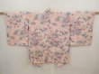 Photo1: 6630T10z410 Vintage Japanese Kimono Silk HAORI Flowers Pink (1)