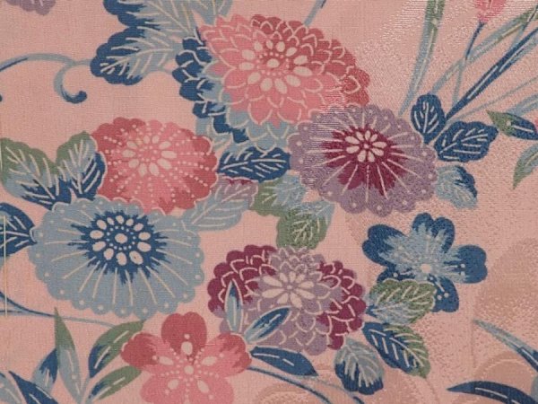 Photo4: 6630T10z410 Vintage Japanese Kimono Silk HAORI Flowers Pink (4)