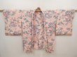 Photo6: 6630T10z410 Vintage Japanese Kimono Silk HAORI Flowers Pink (6)