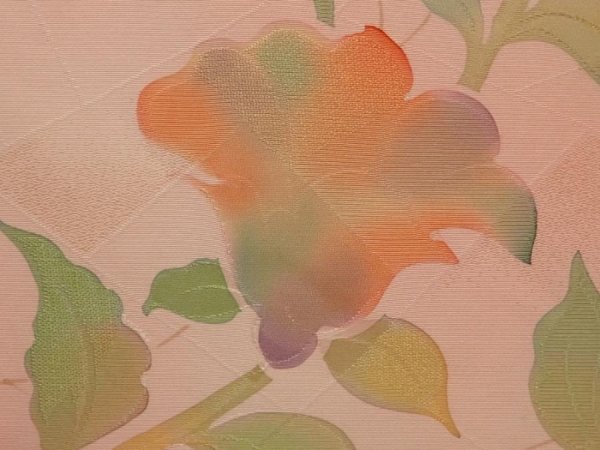 Photo4: 6630T11z570 Vintage Japanese Kimono Silk HAORI Flower Peach (4)