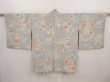Photo1: 6630T12z710 Vintage Japanese Kimono Crepe Silk HAORI Flowers Gray (1)
