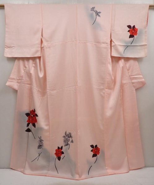 Photo1: 6630T14z810  Japanese Kimono Silk TSUKESAGE Rose Pink (1)