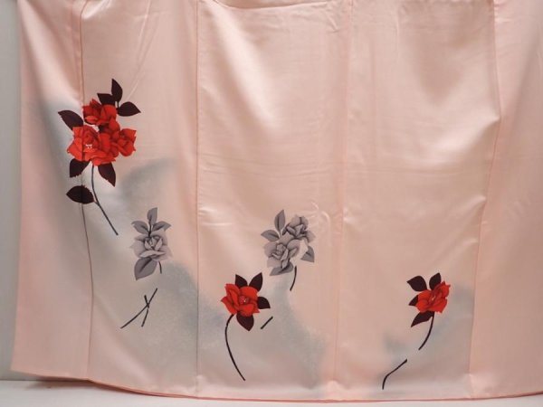 Photo5: 6630T14z810  Japanese Kimono Silk TSUKESAGE Rose Pink (5)