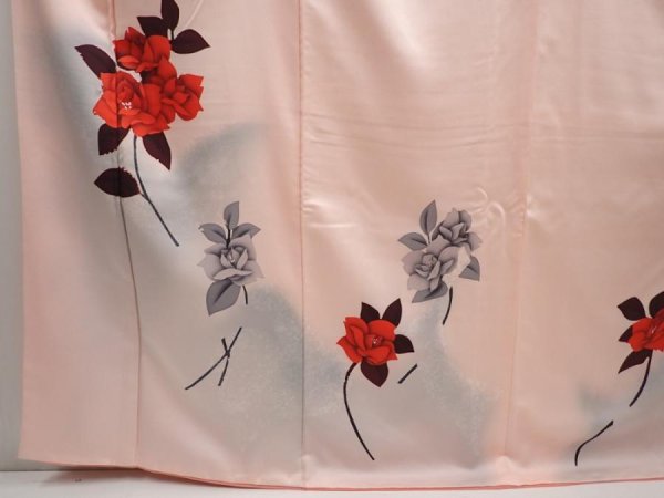 Photo6: 6630T14z810  Japanese Kimono Silk TSUKESAGE Rose Pink (6)