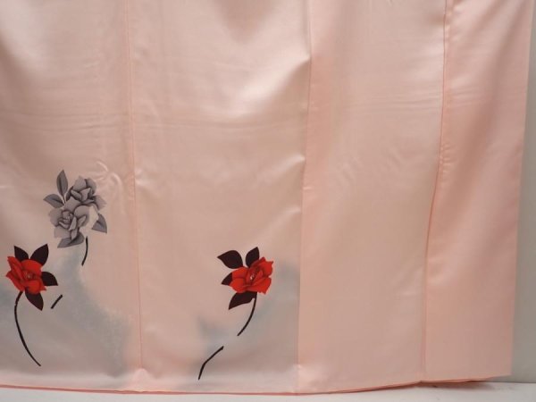 Photo7: 6630T14z810  Japanese Kimono Silk TSUKESAGE Rose Pink (7)