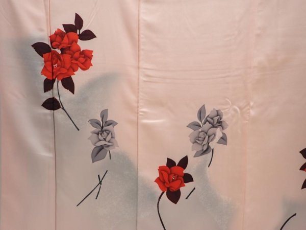 Photo8: 6630T14z810  Japanese Kimono Silk TSUKESAGE Rose Pink (8)