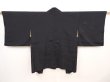 Photo1: 6701T03z490 Vintage Japanese Kimono Silk HAORI Flower Black (1)