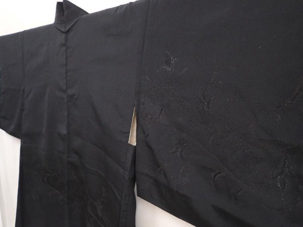 Photo2: 6701T03z490 Vintage Japanese Kimono Silk HAORI Flower Black (2)