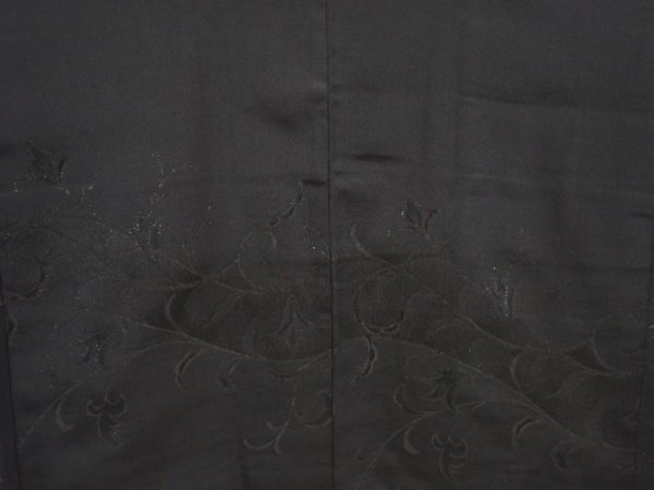 Photo3: 6701T03z490 Vintage Japanese Kimono Silk HAORI Flower Black (3)