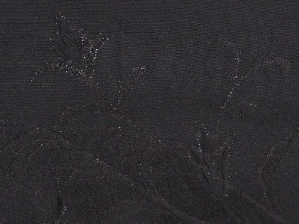Photo4: 6701T03z490 Vintage Japanese Kimono Silk HAORI Flower Black (4)
