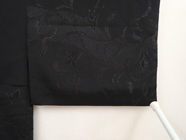 Photo6: 6701T03z490 Vintage Japanese Kimono Silk HAORI Flower Black (6)