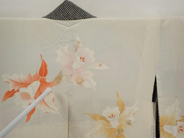 Photo8: 6701T04z640 Vintage Japanese Kimono Silk SHIBORI HAORI Flower Black (8)