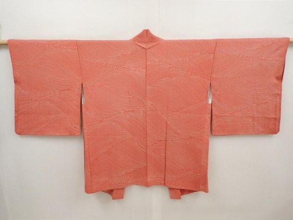 Photo1: 6701T05z530 Vintage Japanese Kimono Silk HAORI  Dark pink (1)