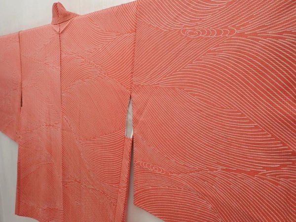 Photo2: 6701T05z530 Vintage Japanese Kimono Silk HAORI  Dark pink (2)
