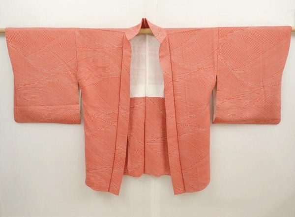 Photo7: 6701T05z530 Vintage Japanese Kimono Silk HAORI  Dark pink (7)
