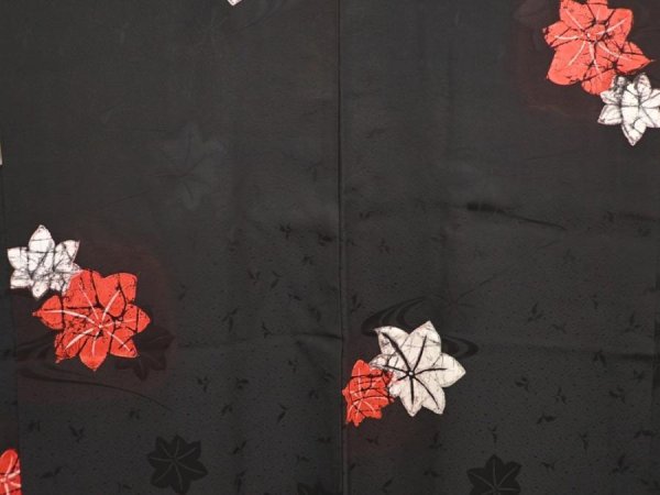 Photo3: 6701T06z620 Vintage Japanese Kimono Silk HAORI Maple Black (3)