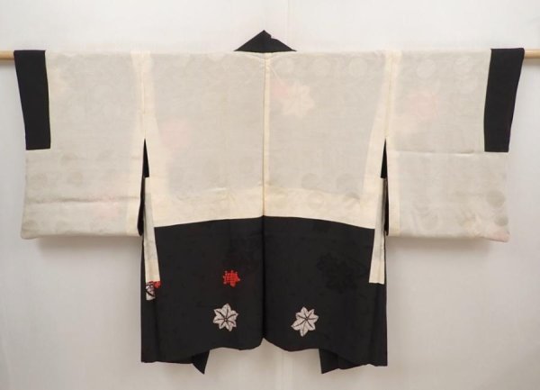 Photo6: 6701T06z620 Vintage Japanese Kimono Silk HAORI Maple Black (6)