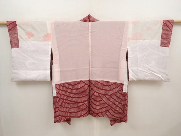 Photo6: 6701T07z430 Vintage Japanese Kimono Silk SHIBORI HAORI Pine Dark grape (6)