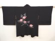 Photo1: 6701T10z590 Vintage Japanese Kimono Silk HAORI Rose Black (1)