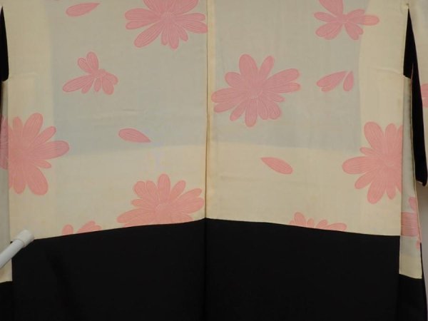 Photo8: 6701T10z590 Vintage Japanese Kimono Silk HAORI Rose Black (8)