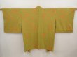 Photo1: 6701T11z440 Vintage Japanese Kimono Silk SHIBORI HAORI Flowers Parrot Green (1)