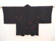 Photo1: 6701T12z510 Vintage Japanese Kimono Silk HAORI Flower Black (1)